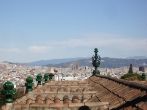 Across the rooftops from the art museum, with the Sagrada Familia in the distance.